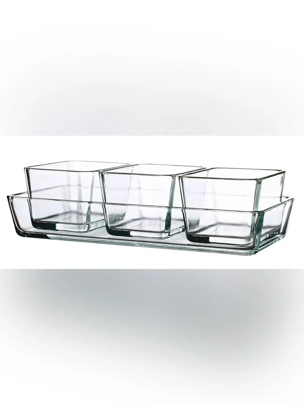IKEA Clear Glass Serving Set - Transparent Snack Dishes with Tray